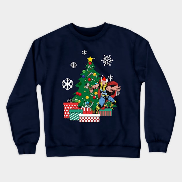 Thor Around The Christmas Tree Crewneck Sweatshirt by Nova5